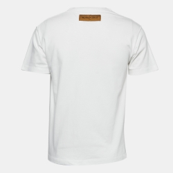 Louis Vuitton White Cotton Logo Embroidered Short Sleeve T-Shirt S