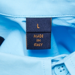 Louis Vuitton Sky Blue Pocket Detail Button Front Shirt L