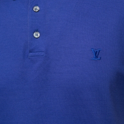 Pre Owned Louis Vuitton Blue Cotton Pique Polo T-Shirt L