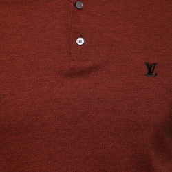 Pre Owned Louis Vuitton Brown Melange Cotton Polo T-Shirt S