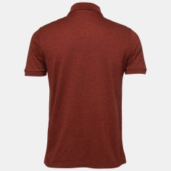 Pre Owned Louis Vuitton Brown Melange Cotton Polo T-Shirt S