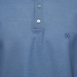 Pre Owned Louis Vuitton Blue Cotton Pique Polo T-Shirt 4XL