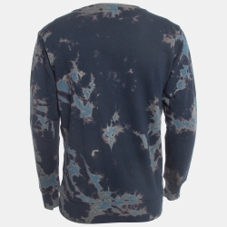 Pre Owned Louis Vuitton Navy Blue Tie Dye Cotton Round Neck Sweatshirt L