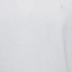 Pre Owned Louis Vuitton White Logo Embroidered Cotton Half Sleeve T-Shirt L