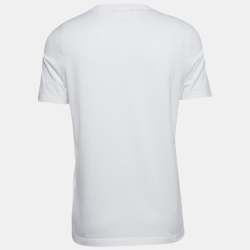 Pre Owned Louis Vuitton White Logo Embroidered Cotton Half Sleeve T-Shirt L