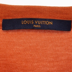 Pre Owned Louis Vuitton Orange Logo Embroidered Cotton Crew Neck T-Shirt M