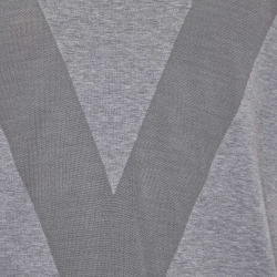 Pre Owned Louis Vuitton Grey Cotton & Silk V Detail Crew Neck T-Shirt XXL