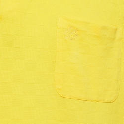 Pre Owned Louis Vuitton Yellow Patterned Cotton Knit Polo T-shirt 5L