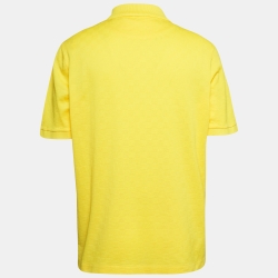 Pre Owned Louis Vuitton Yellow Patterned Cotton Knit Polo T-shirt 5L