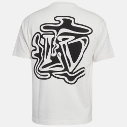 Louis Vuitton Off White Smoke Logo Print Cotton T-Shirt S