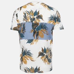 Louis Vuitton White/Blue Leaf Print Cotton T-Shirt M