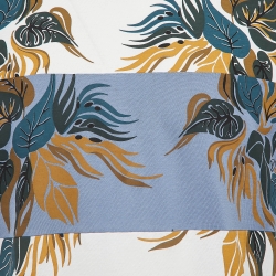 Louis Vuitton White/Blue Leaf Print Cotton T-Shirt M