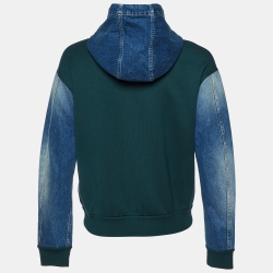 Pre Owned Louis Vuitton Green Logo Cotton & Denim Hooded Jacket S