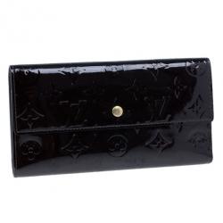Pre Owned Louis Vuitton Amarante Monogram Vernis Sarah Wallet