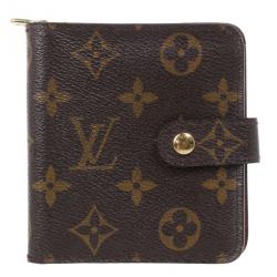 Pre Owned Louis Vuitton Monogram Canvas Zip Compact Wallet