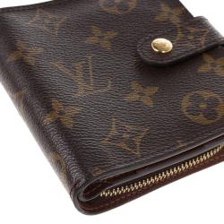 Pre Owned Louis Vuitton Monogram Canvas Zip Compact Wallet