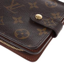Pre Owned Louis Vuitton Monogram Canvas Zip Compact Wallet