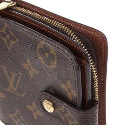 Pre Owned Louis Vuitton Monogram Canvas Zip Compact Wallet