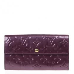 Pre Owned Louis Vuitton Purple Monogram Vernis Sarah Wallet