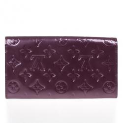 Pre Owned Louis Vuitton Purple Monogram Vernis Sarah Wallet
