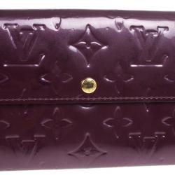 Pre Owned Louis Vuitton Purple Monogram Vernis Sarah Wallet