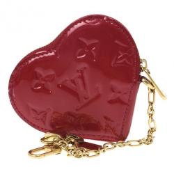 Pre Owned Louis Vuitton Red Pomme D´amour Vernis Heart Coin Purse