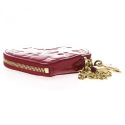 Pre Owned Louis Vuitton Red Pomme D´amour Vernis Heart Coin Purse