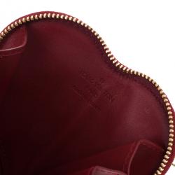 Pre Owned Louis Vuitton Red Pomme D´amour Vernis Heart Coin Purse