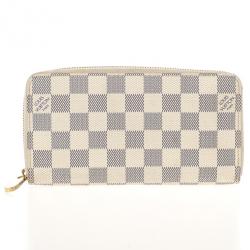 Pre Owned Louis Vuitton Damier Azur Canvas Zippy Wallet 