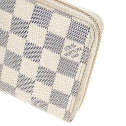 Pre Owned Louis Vuitton Damier Azur Canvas Zippy Wallet 
