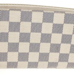 Pre Owned Louis Vuitton Damier Azur Canvas Zippy Wallet 
