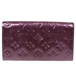Pre Owned Louis Vuitton Purple Monogram Vernis Sarah Wallet