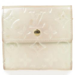 Pre Owned Louis Vuitton White Monogram Vernis Elise Wallet