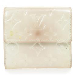 Pre Owned Louis Vuitton White Monogram Vernis Elise Wallet