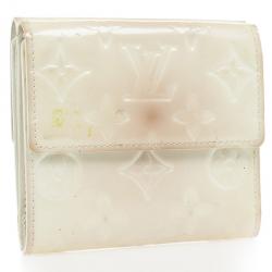 Pre Owned Louis Vuitton White Monogram Vernis Elise Wallet