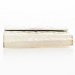 Pre Owned Louis Vuitton White Monogram Vernis Elise Wallet