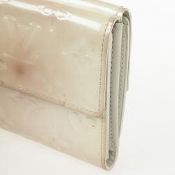 Pre Owned Louis Vuitton White Monogram Vernis Elise Wallet