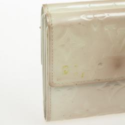 Pre Owned Louis Vuitton White Monogram Vernis Elise Wallet