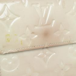 Pre Owned Louis Vuitton White Monogram Vernis Elise Wallet