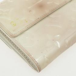Pre Owned Louis Vuitton White Monogram Vernis Elise Wallet