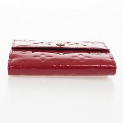 Pre Owned Louis Vuitton Red Monogram Vernis Elise Wallet