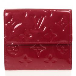 Pre Owned Louis Vuitton Red Monogram Vernis Elise Wallet