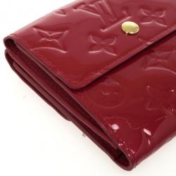 Pre Owned Louis Vuitton Red Monogram Vernis Elise Wallet