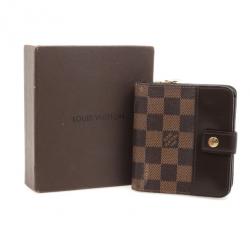 Pre Owned Louis Vuitton Damier Ebene Compact Wallet