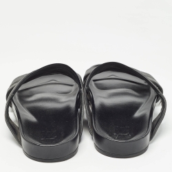 Pre Owned Louis Vuitton Black Monogram Leather Mirabeau Flat Slides Size 43 