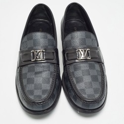 Louis Vuitton Grey/Black Damier Graphite Canvas and Leather Major Loafers Size 44.5 