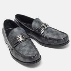 Louis Vuitton Grey/Black Damier Graphite Canvas and Leather Major Loafers Size 44.5 