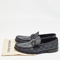 Louis Vuitton Grey/Black Damier Graphite Canvas and Leather Major Loafers Size 44.5 