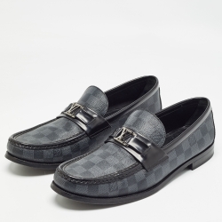 Louis Vuitton Grey/Black Damier Graphite Canvas and Leather Major Loafers Size 44.5 