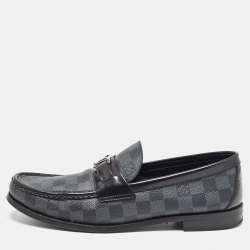 Louis Vuitton Grey/Black Damier Graphite Canvas and Leather Major Loafers Size 44.5 